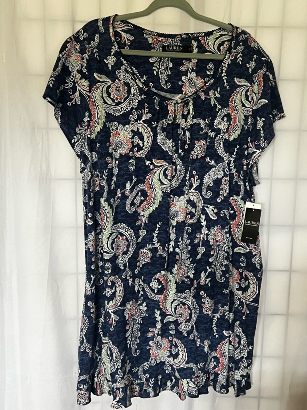 Ralph Lauren Navy Paisley Chemise night dress, Red and Cream designs NWT